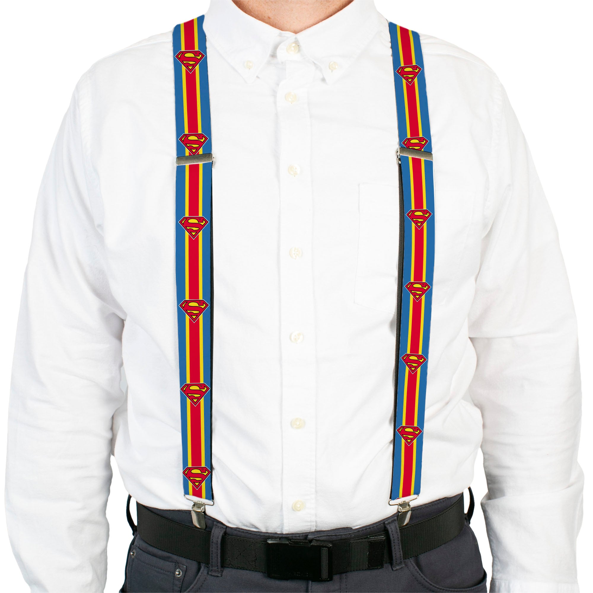 Suspenders - Superman Shield/Stripe Blue/Yellow/Red