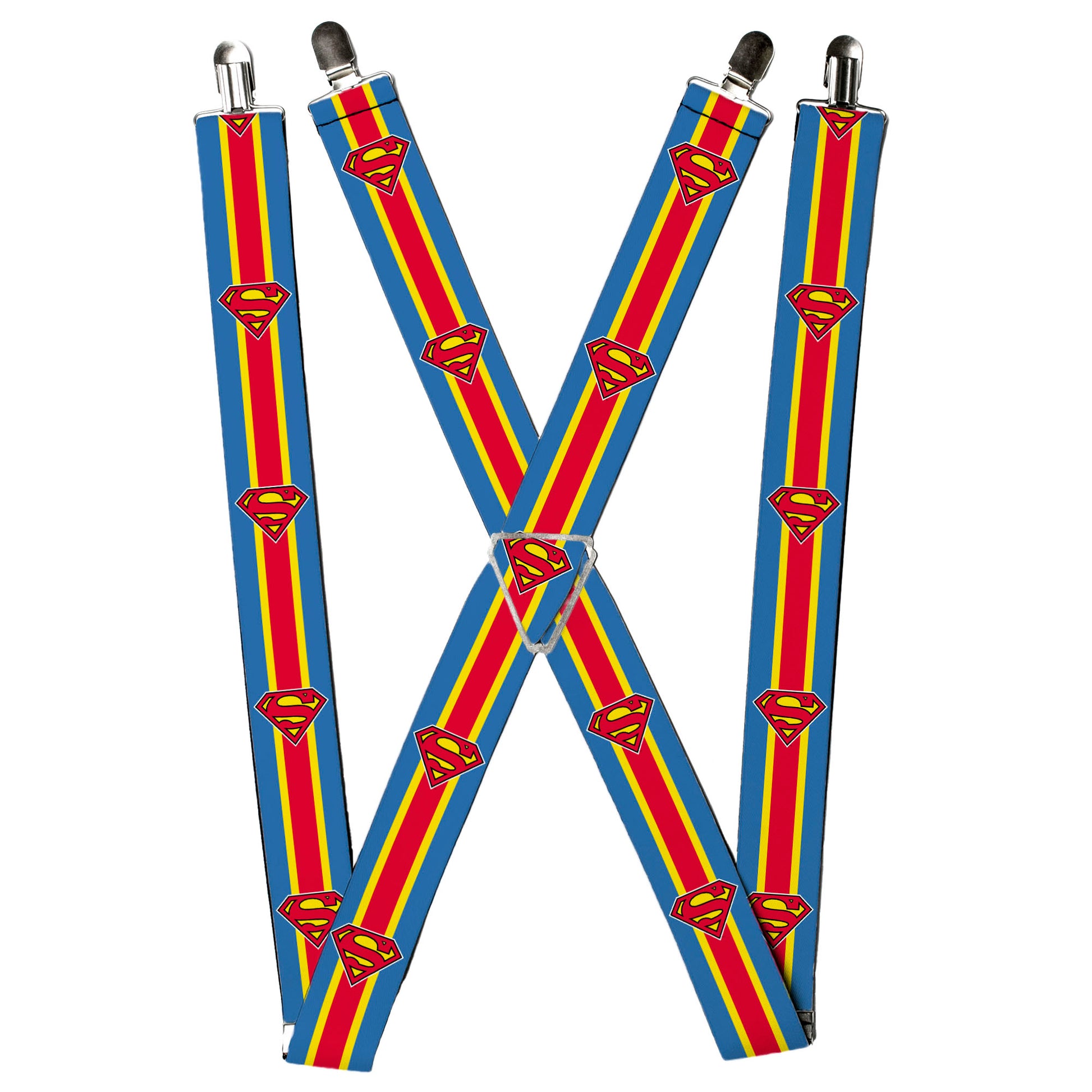 Suspenders - Superman Shield/Stripe Blue/Yellow/Red Suspenders DC Comics
