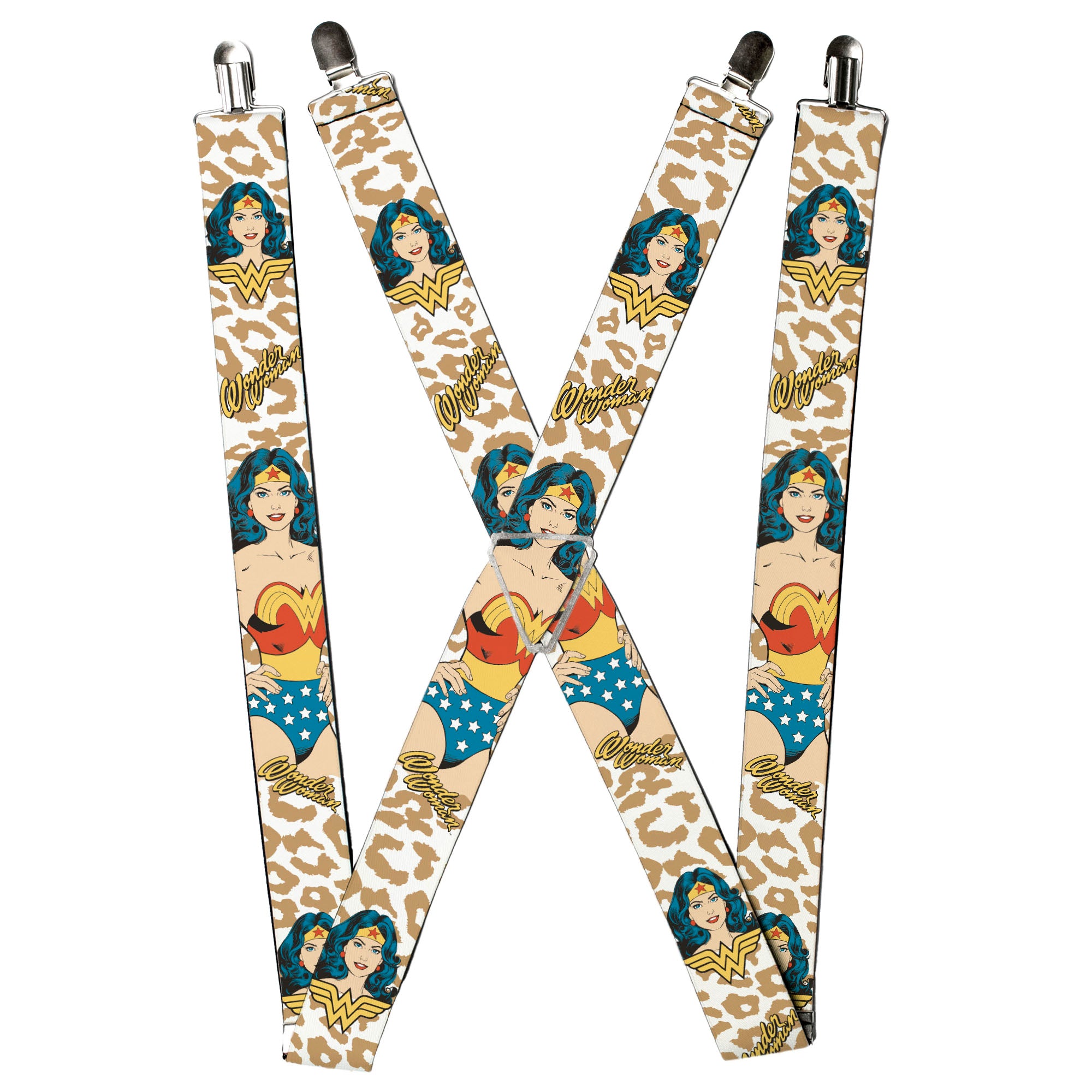 Suspenders - WONDER WOMAN Face/Pose Leopard Tan