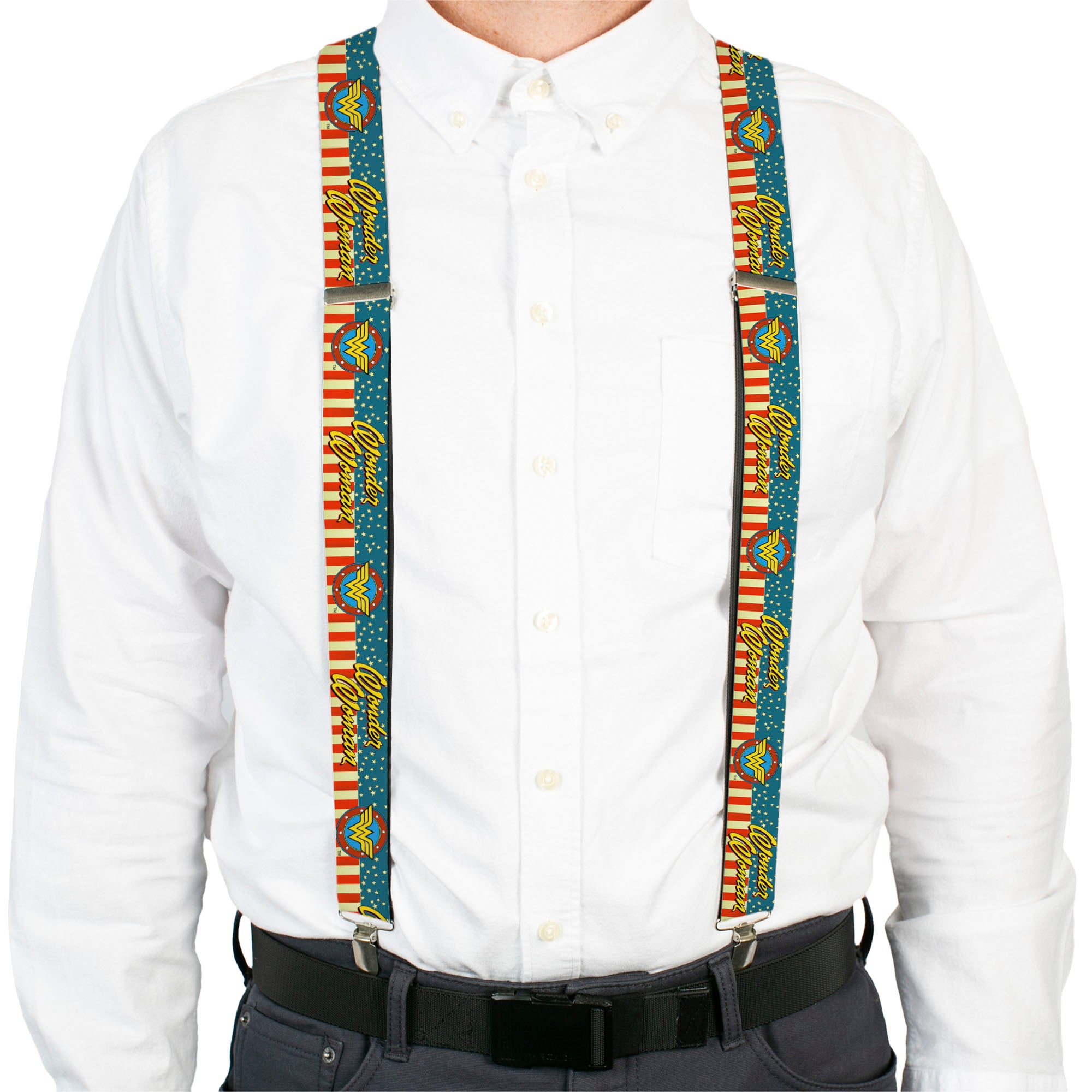 Suspenders - WONDER WOMAN/Logo Americana Red/White/Blue/Yellow