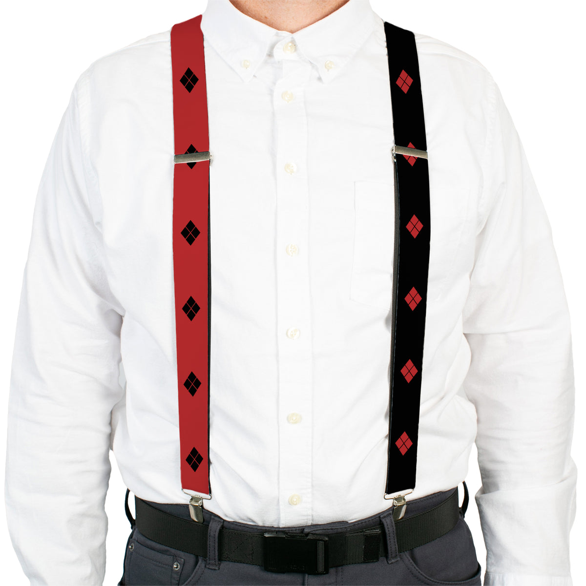 Suspenders - Harley Quinn Diamonds Red/Black + Black/Red Suspenders DC Comics