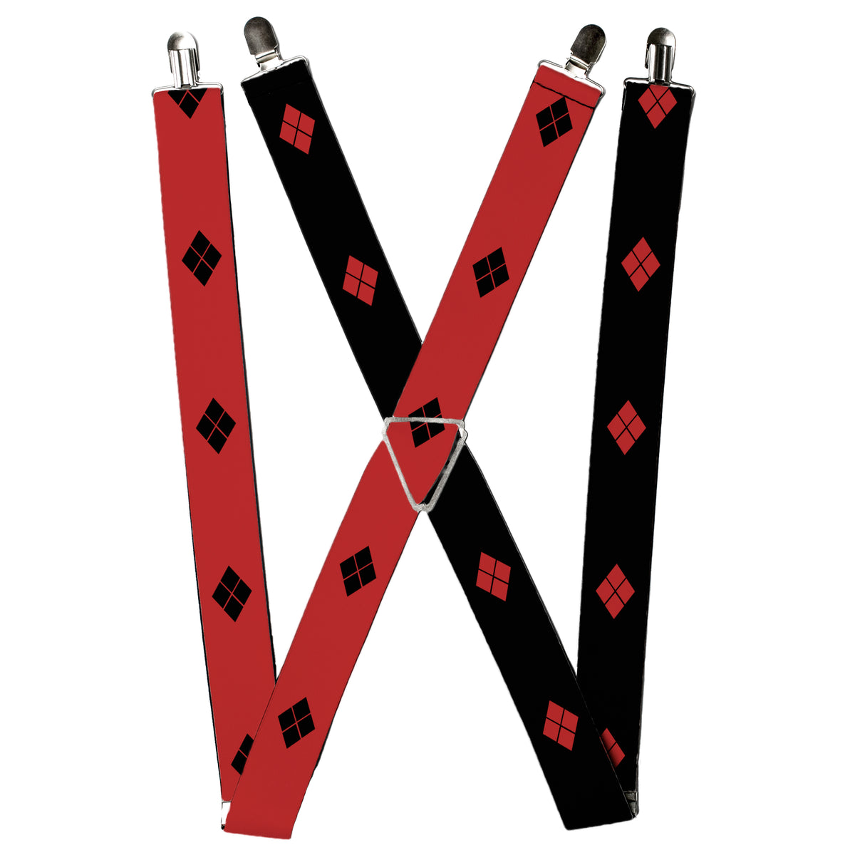 Suspenders - Harley Quinn Diamonds Red/Black + Black/Red Suspenders DC Comics 1.5-Inch Wide Regular