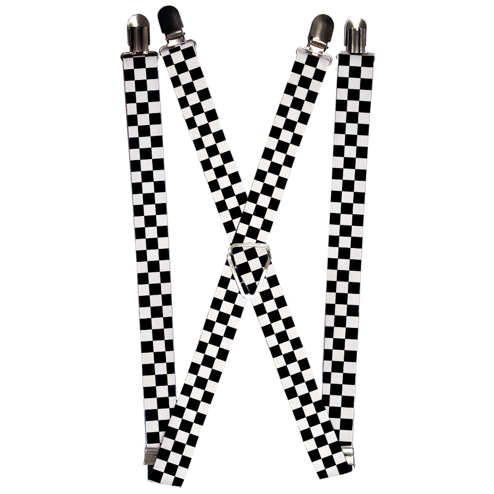 Suspenders - Checker Black/White Suspenders Buckle-Down 1.0-Inch Wide Regular