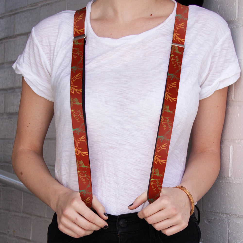 Suspenders - Antlers Brown/Turquoise/Gold Suspenders Buckle-Down