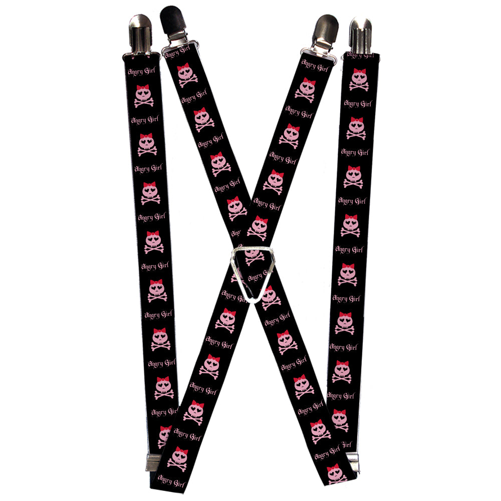 Suspenders - Angry Girl Black/Pink Suspenders Buckle-Down 1.0-Inch Wide Regular