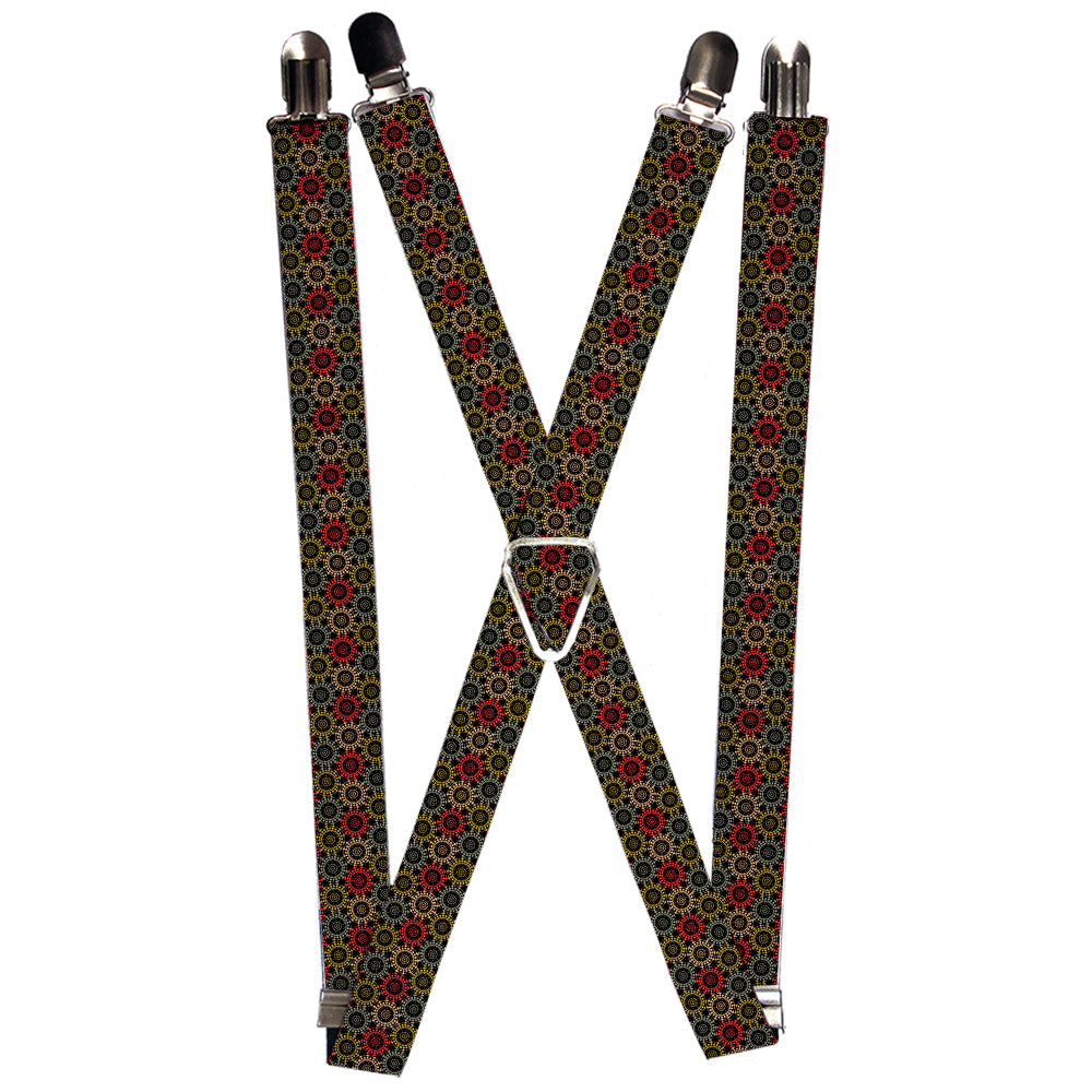 Suspenders - Aboriginal Black/Cream/Multi Color Suspenders Buckle-Down 1.0-Inch Wide Regular
