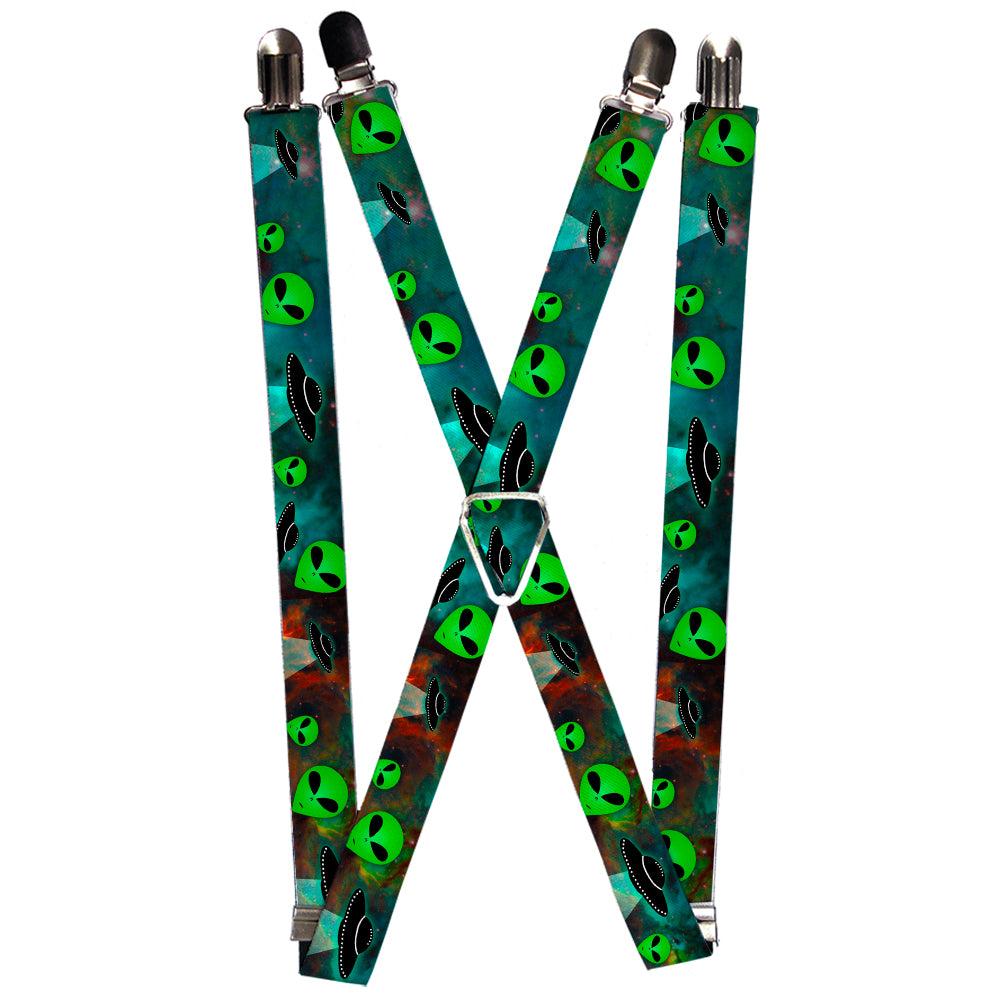 Suspenders - Aliens & UFO's Galaxy/Green/Black/White Suspenders Buckle-Down 1.0-Inch Wide Regular