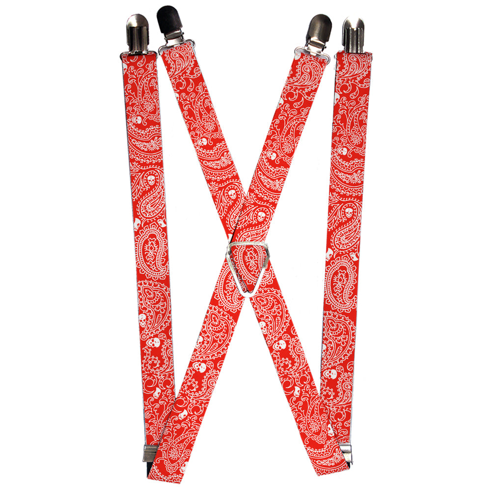 Suspenders - Bandana/Skulls Red/White Suspenders Buckle-Down 1.0-Inch Wide Regular