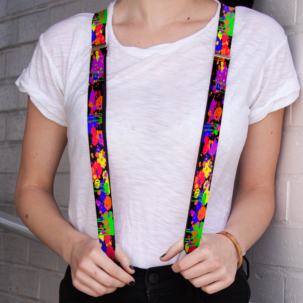 Suspenders - Buckle-Down Paint Splatter Black/Neon Suspenders Buckle-Down