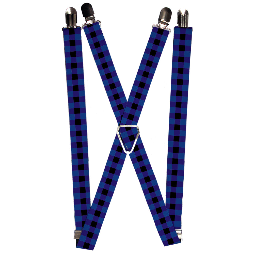 Suspenders - Buffalo Plaid Black/Blue Suspenders Buckle-Down 1.0-Inch Wide Regular
