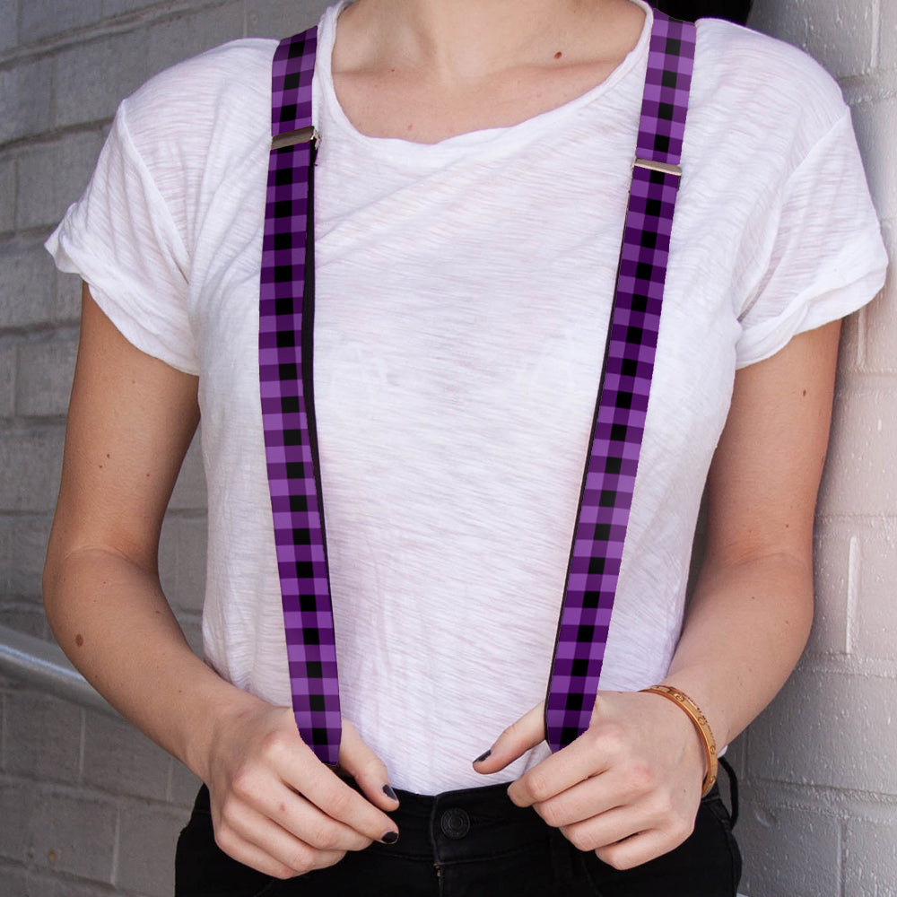Suspenders - Buffalo Plaid Black/Purple Suspenders Buckle-Down