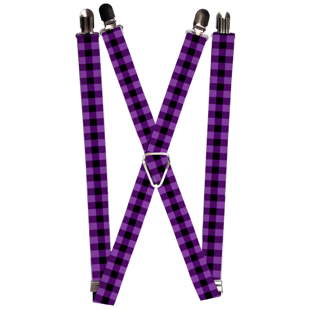 Suspenders - Buffalo Plaid Black/Purple Suspenders Buckle-Down