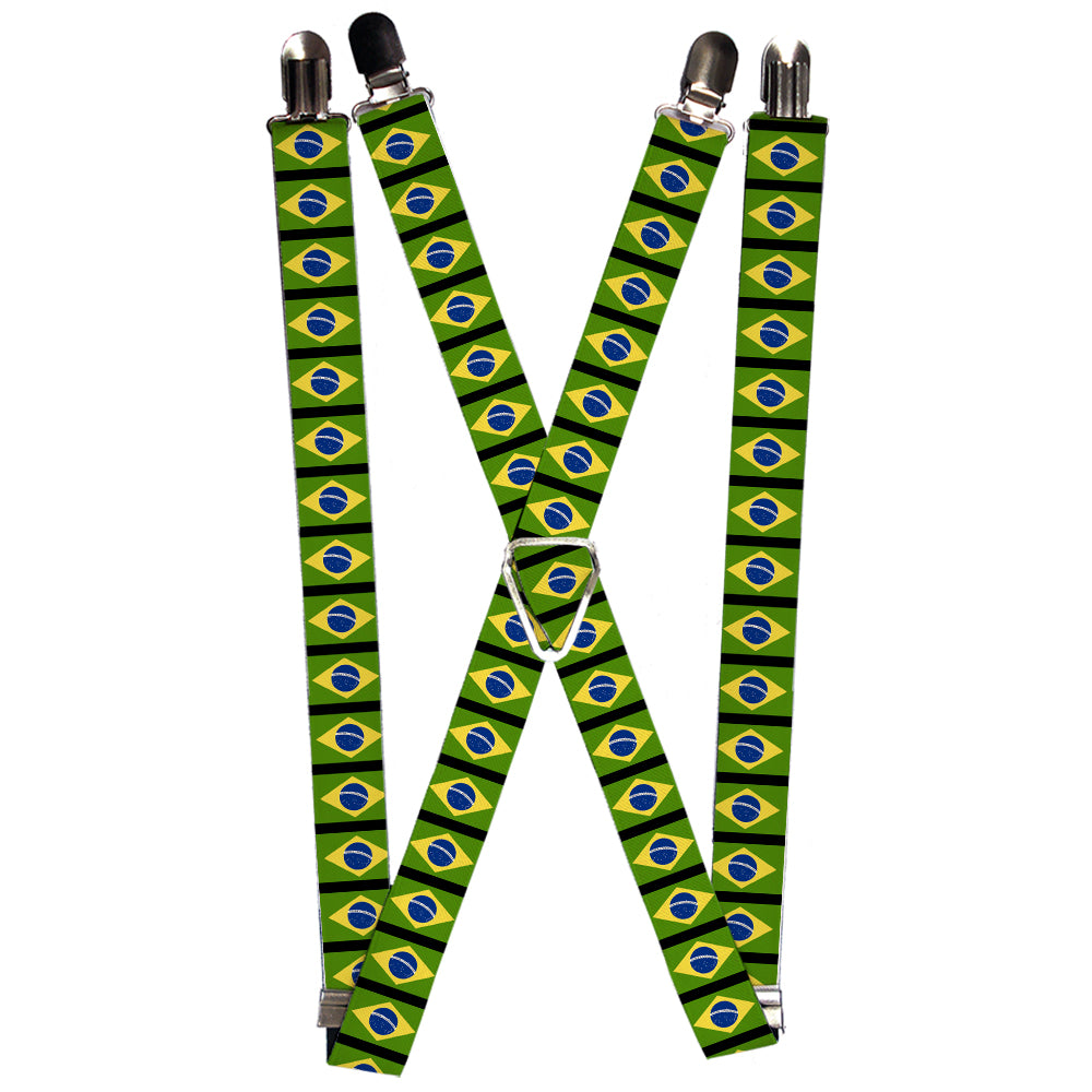 Suspenders - Brazil Flags Suspenders Buckle-Down