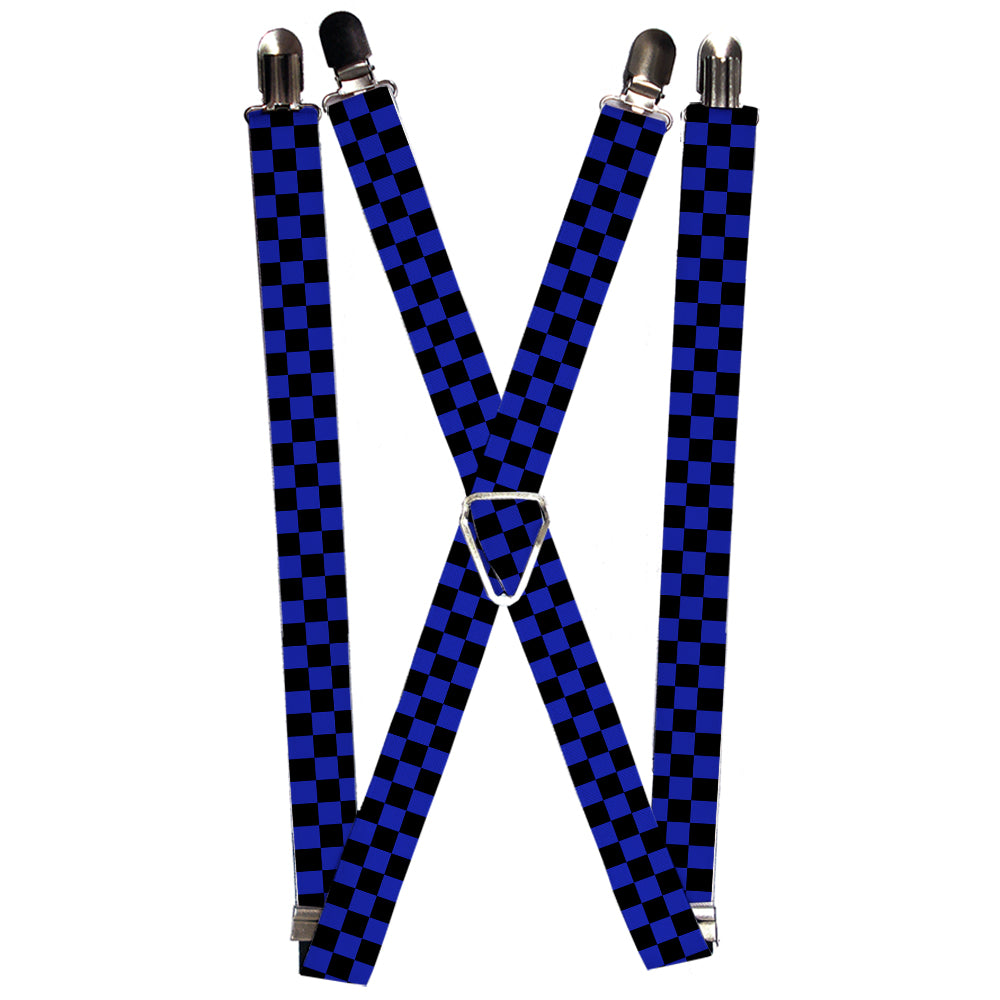 Suspenders - Checker Black/Neon Blue Suspenders Buckle-Down 1.0-Inch Wide Regular