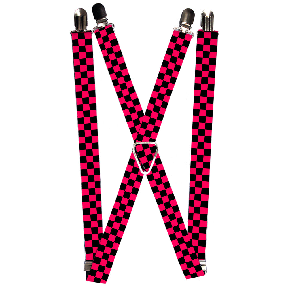 Suspenders - Checker Black/Neon Pink Suspenders Buckle-Down