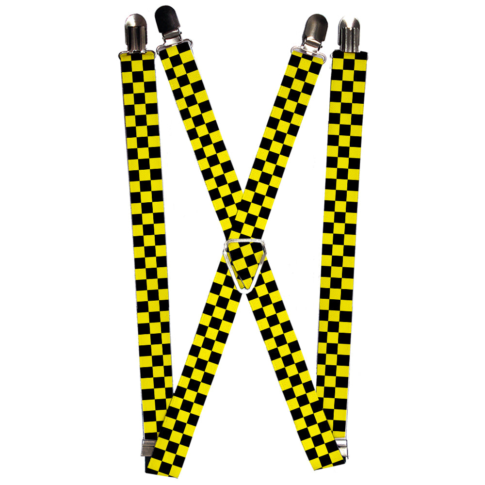 Suspenders - Checker Black/Neon Yellow Suspenders Buckle-Down 1.0-Inch Wide Regular