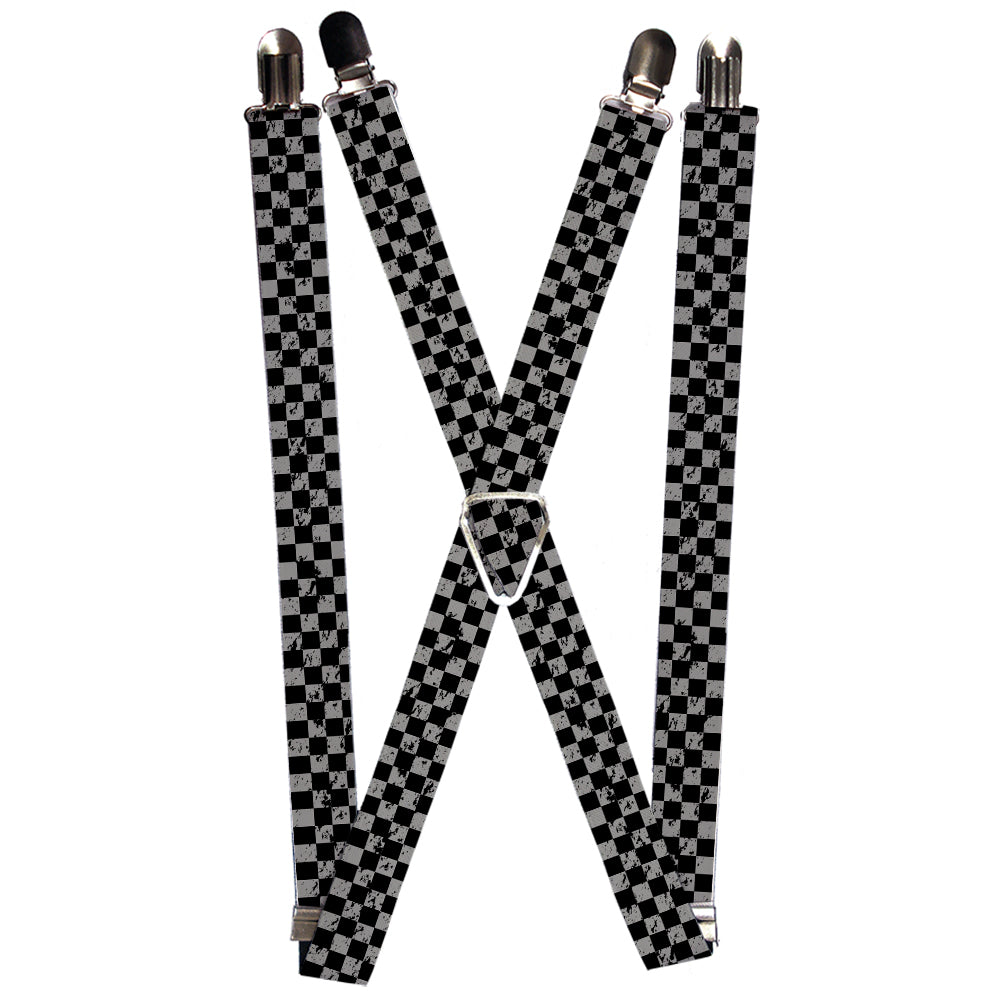 Suspenders - Checker Weathered Black/Gray Suspenders Buckle-Down