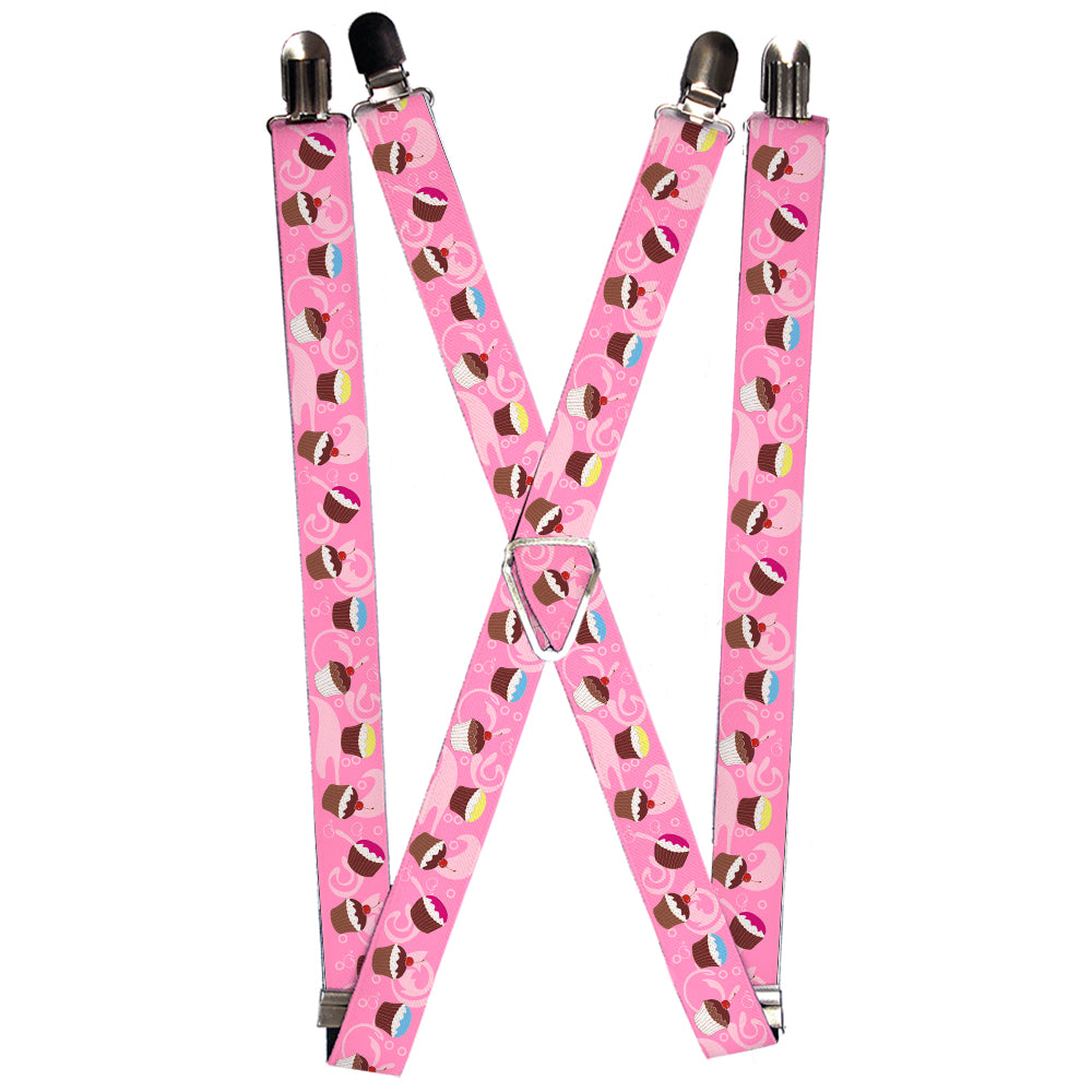 Suspenders - Cupcake Swirls Pink/Multi Color Suspenders Buckle-Down 1.0-Inch Wide Regular