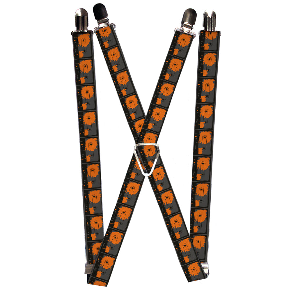 Suspenders - Cassette Splatter Gray/Orange Suspenders Buckle-Down 1.0-Inch Wide Regular