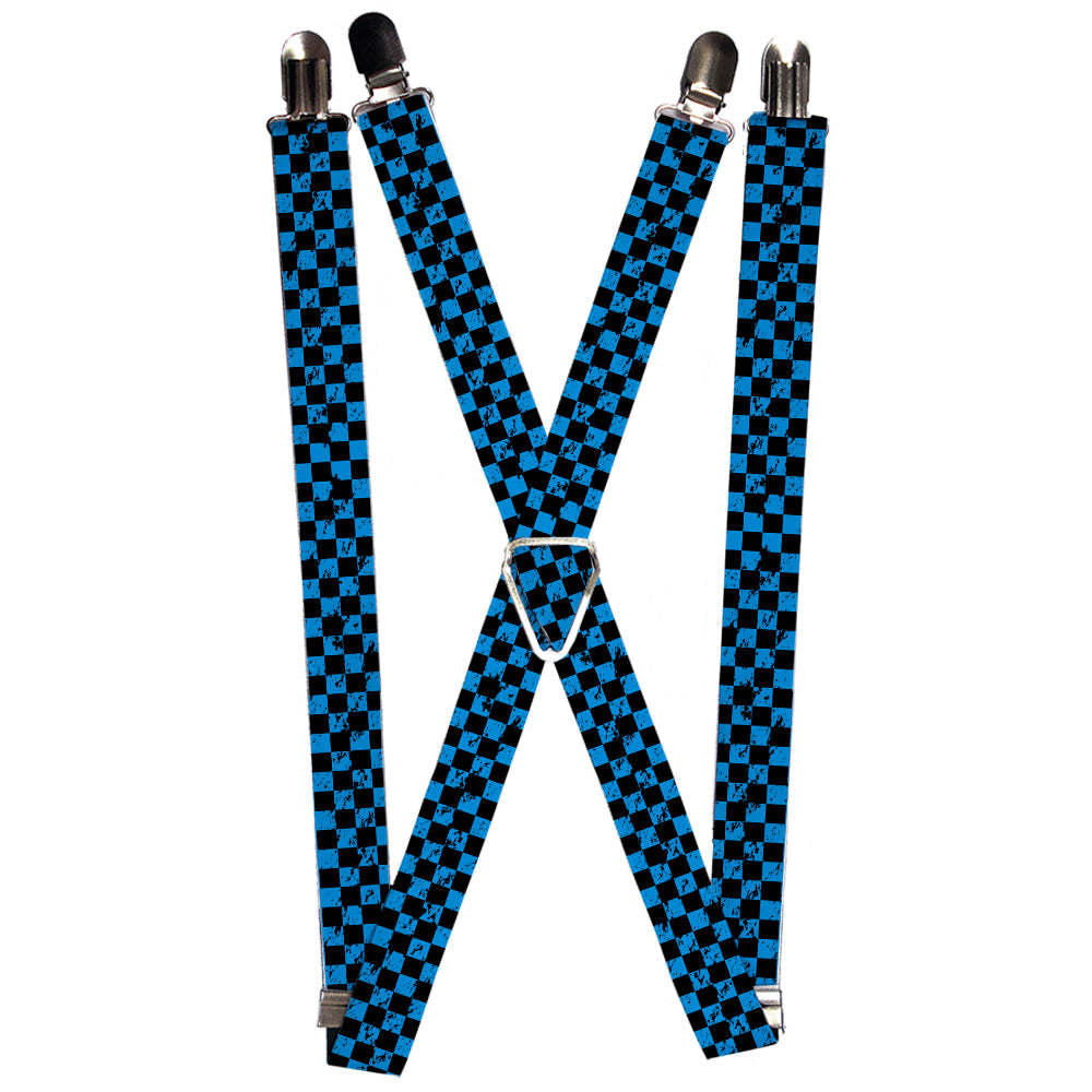 Suspenders - Checker Weathered Black/Turquoise Suspenders Buckle-Down 1.0-Inch Wide Regular