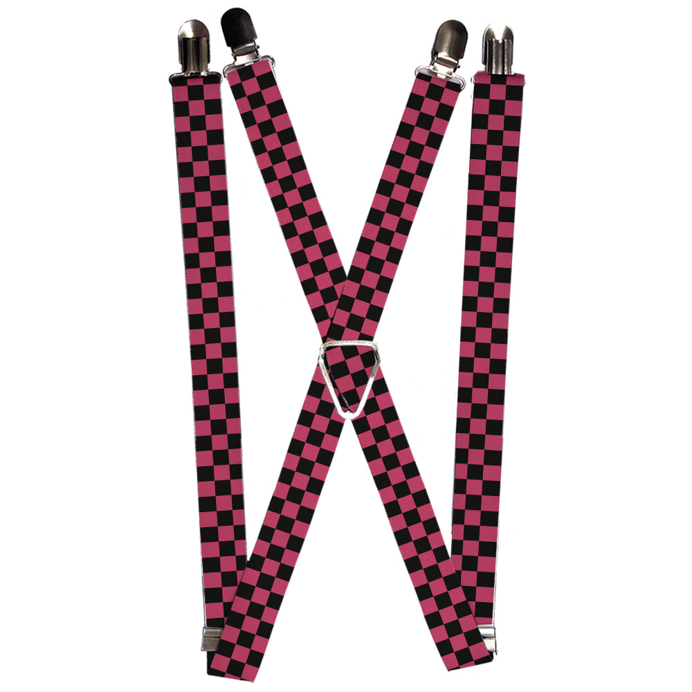 Suspenders - Checker Black/Honeysuckle Red Suspenders Buckle-Down 1.0-Inch Wide Regular