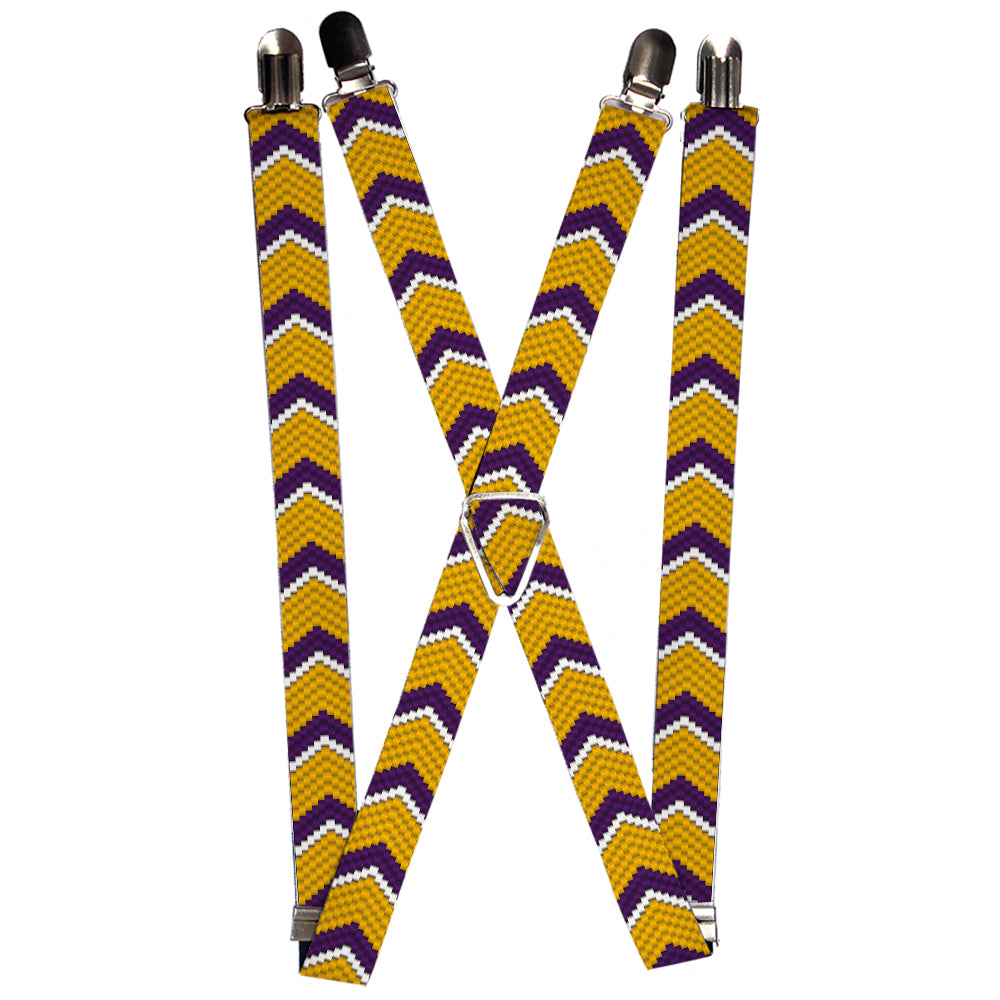 Suspenders - Chevron Weave Gold/Purple/White Suspenders Buckle-Down 1.0-Inch Wide Regular