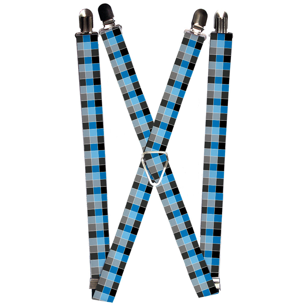 Suspenders - Checker Mosaic Blue Suspenders Buckle-Down 1.0-Inch Wide Regular