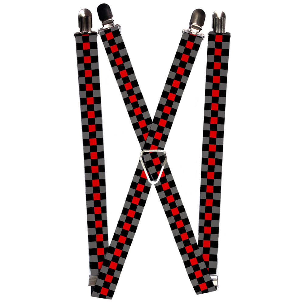Suspenders - Checker Black/Gray/1 Red Suspenders Buckle-Down 1.0-Inch Wide Regular