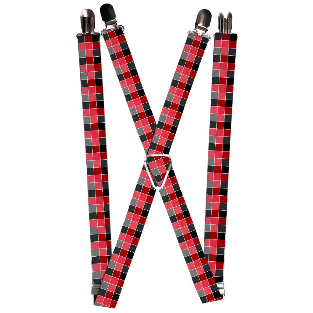 Suspenders - Checker Mosaic Red Suspenders Buckle-Down 1.0-Inch Wide Regular