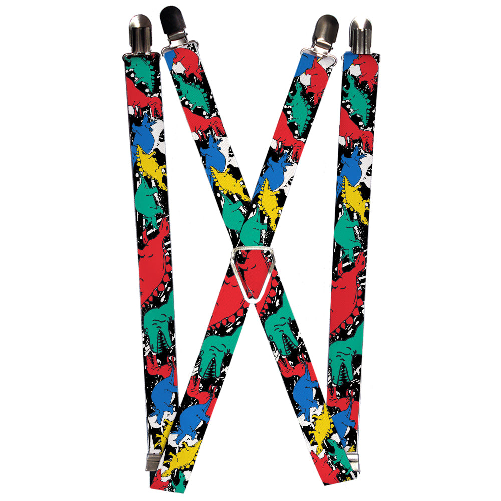 Suspenders - Dinosaurs/Paint Splatter Black/White/Multi Color Suspenders Buckle-Down 1.0-Inch Wide Regular
