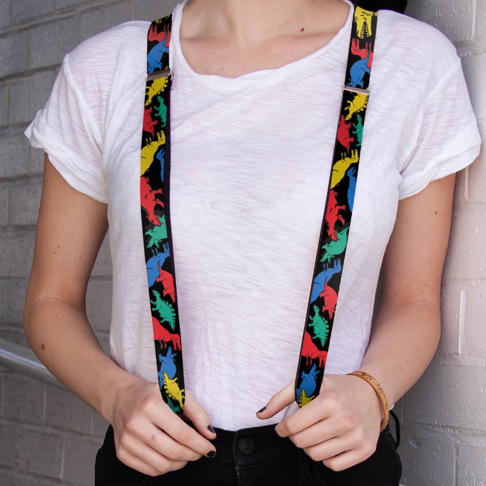 Suspenders - Dinosaurs Black/Multi Color Suspenders Buckle-Down