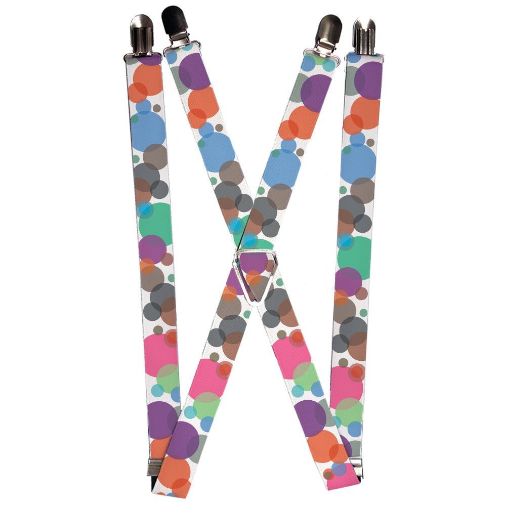 Suspenders - Dots White/Transparent Multi Color Suspenders Buckle-Down 1.0-Inch Wide Regular