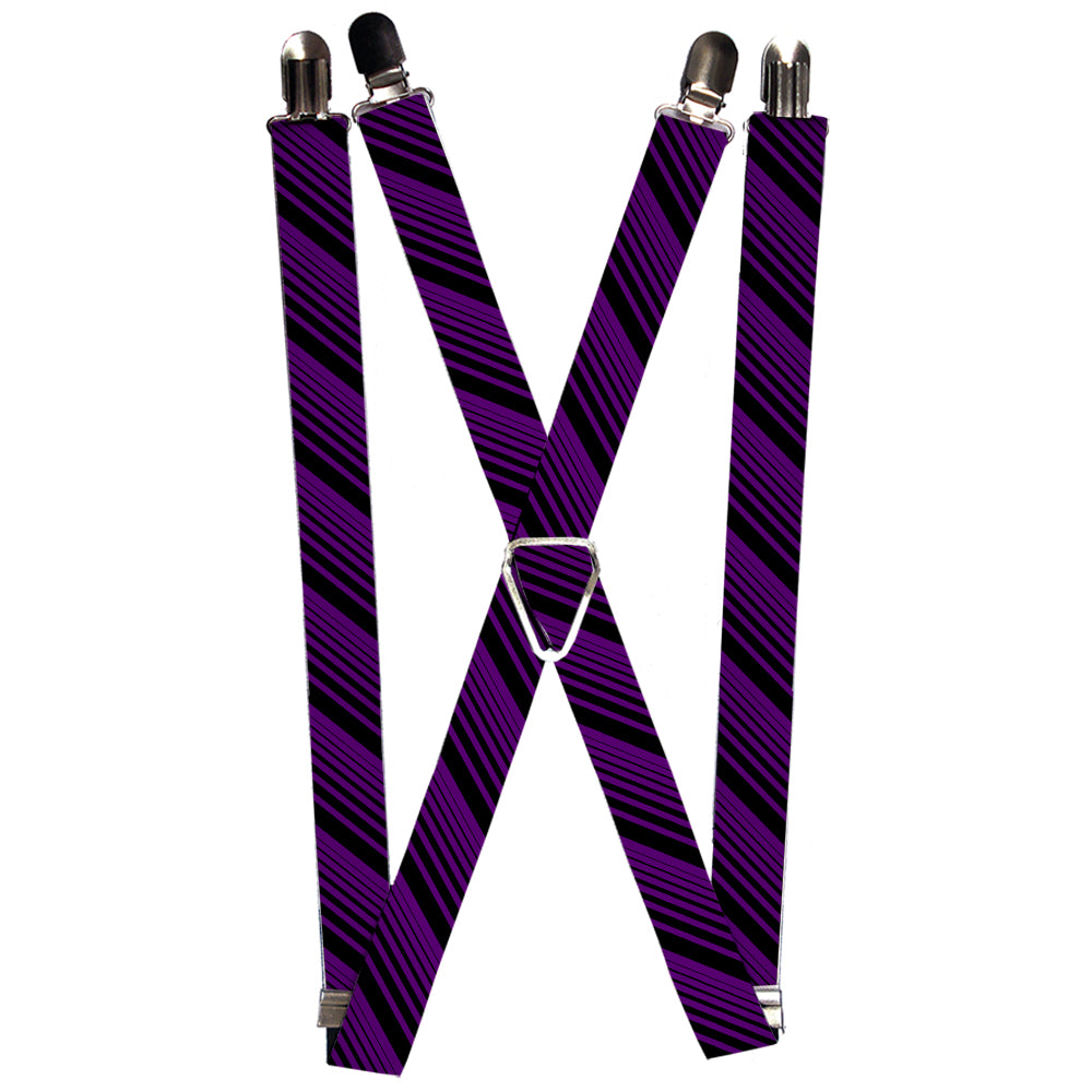 Suspenders - Diagonal Stripes Black/Purple Suspenders Buckle-Down 1.0-Inch Wide Regular
