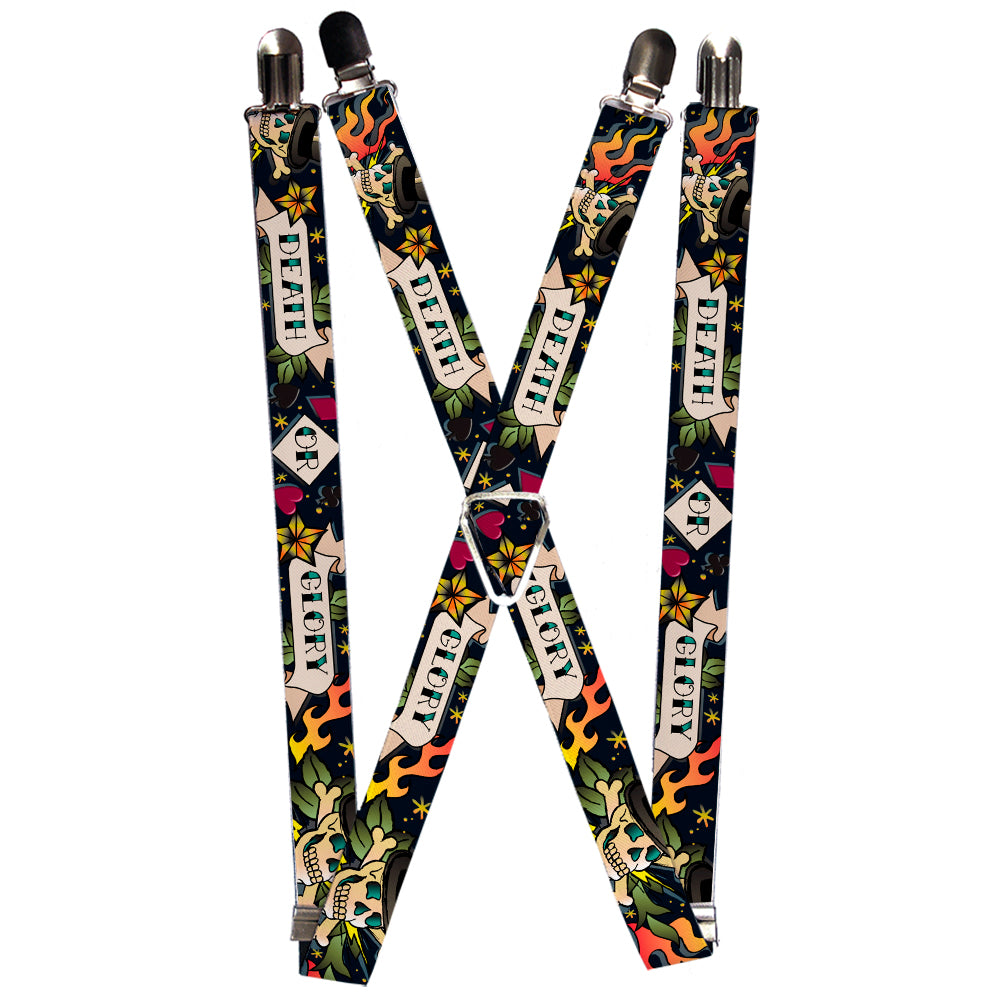 Suspenders - Death or Glory Black Suspenders Buckle-Down 1.0-Inch Wide Regular