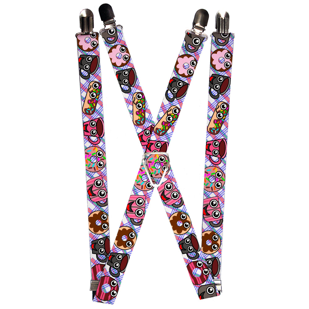 Suspenders - Donuts & Coffee Cartoon Suspenders Buckle-Down 1.0-Inch Wide Regular