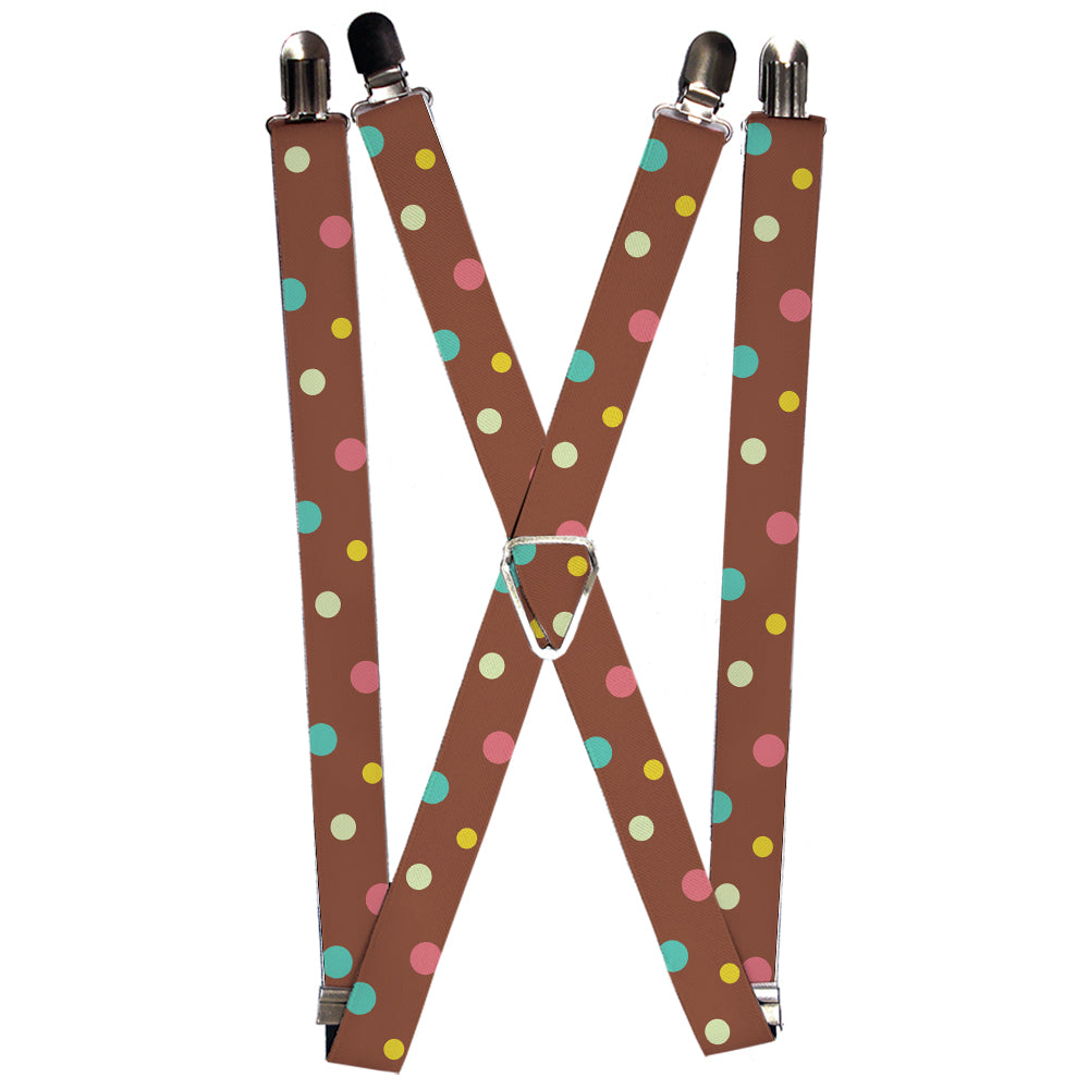 Suspenders - Dots Brown/Multi Pastel Suspenders Buckle-Down 1.0-Inch Wide Regular