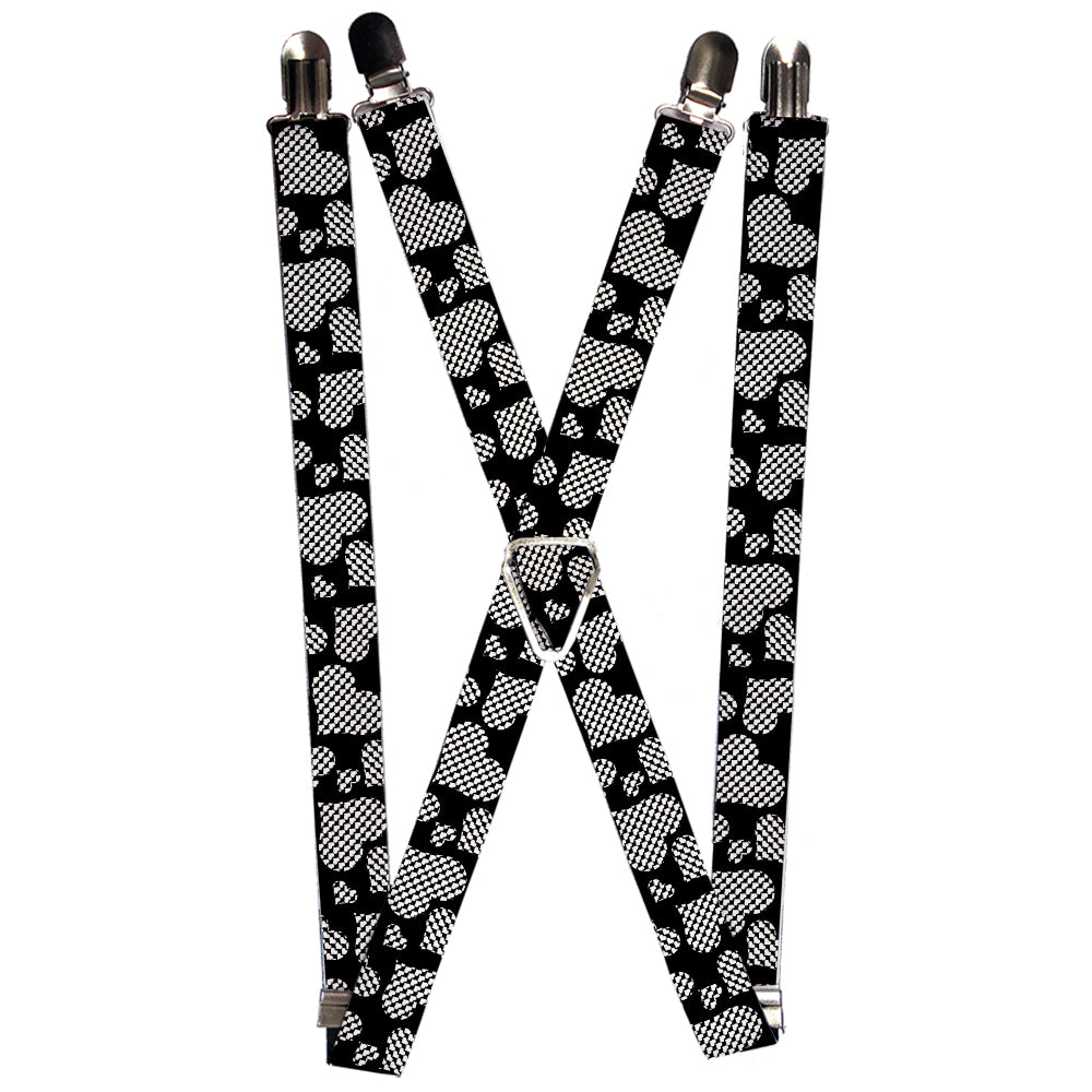Suspenders - Eighties Hearts Black/White Suspenders Buckle-Down 1.0-Inch Wide Regular