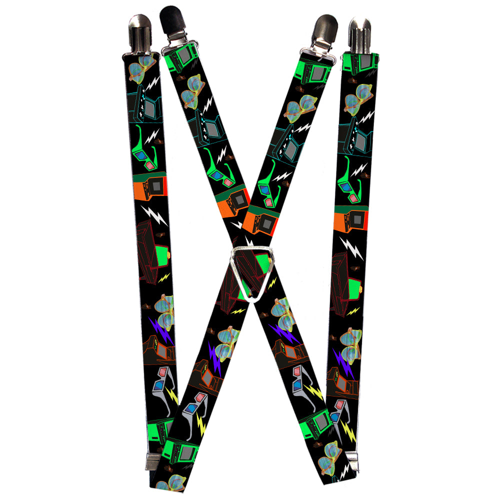 Suspenders - Eighties Arcade Black Suspenders Buckle-Down