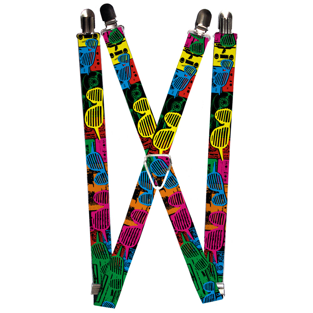Suspenders - Eighties Shades Tapes Black/Neon Suspenders Buckle-Down 1.0-Inch Wide Regular