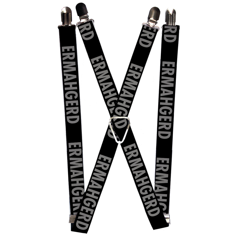 Suspenders - ERMAHGERD! Black/Gray Suspenders Buckle-Down 1.0-Inch Wide Regular