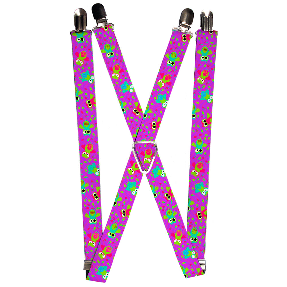 Suspenders - Flying Owls w/Leaves Purple/Multi Color Suspenders Buckle-Down 1.0-Inch Wide Regular