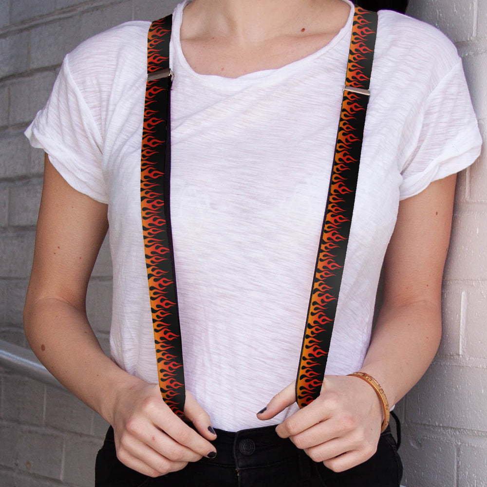 Suspenders - Flames Black/Orange/Red