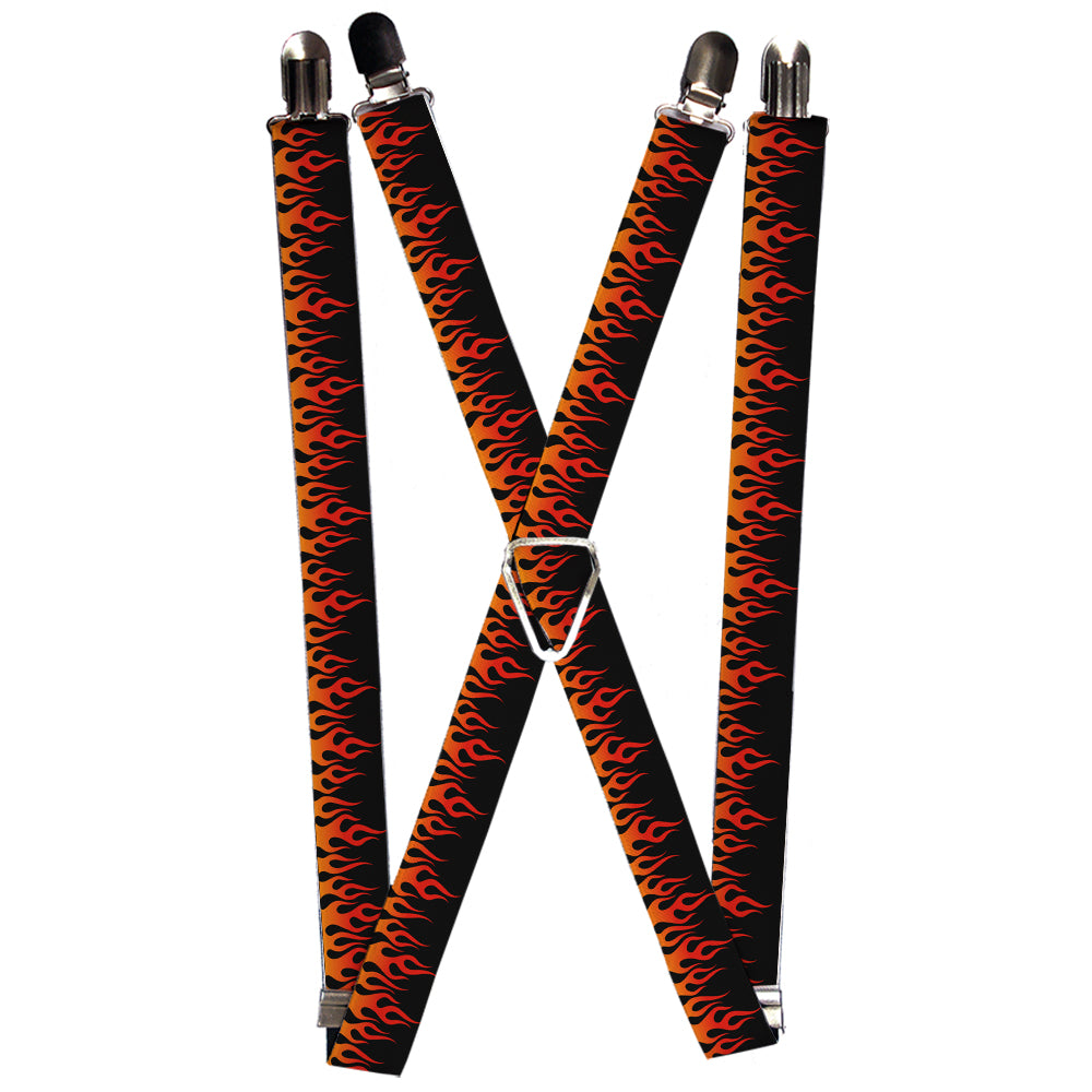 Suspenders - Flames Black/Orange/Red
