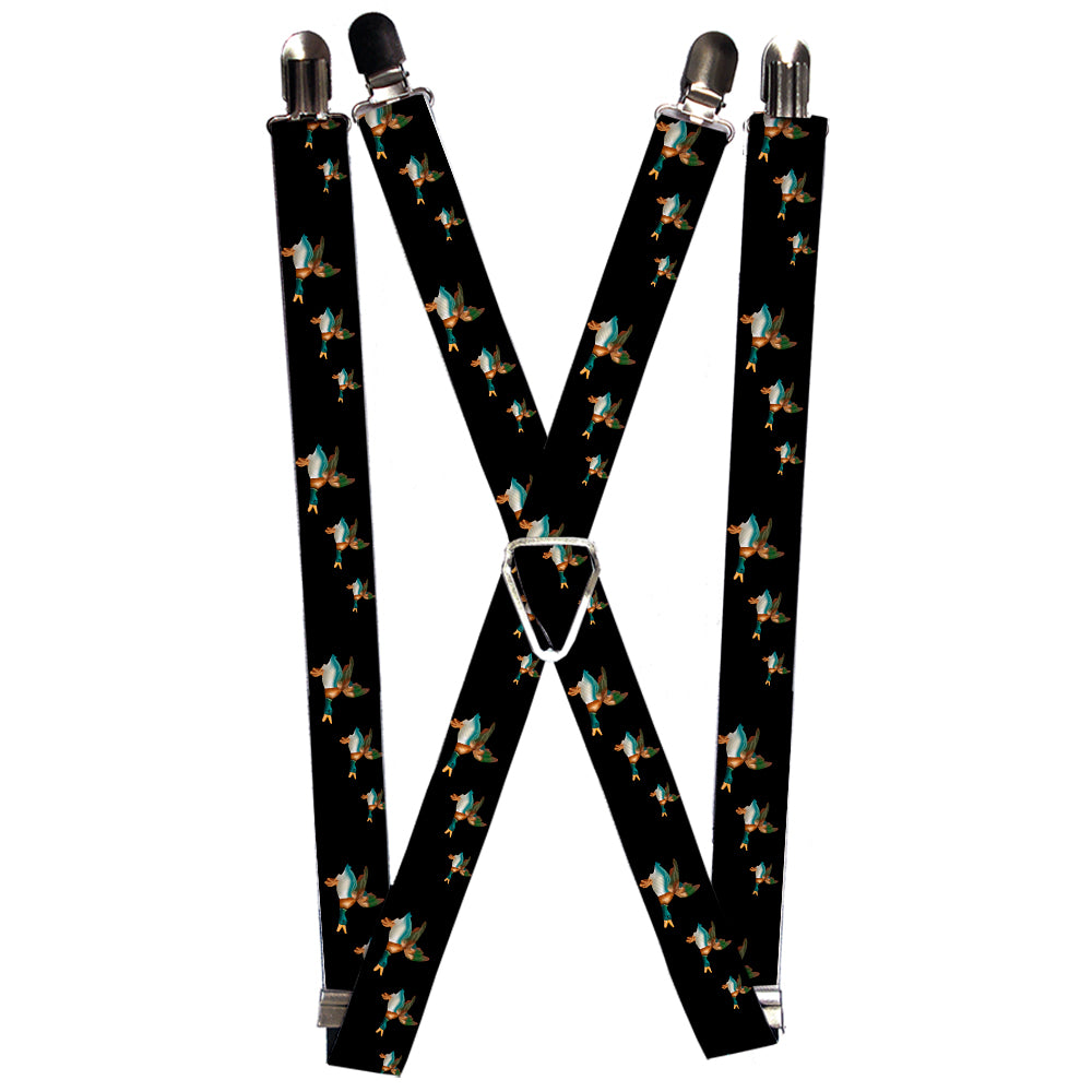 Suspenders - Flying Mallards Black Suspenders Buckle-Down 1.0-Inch Wide Regular