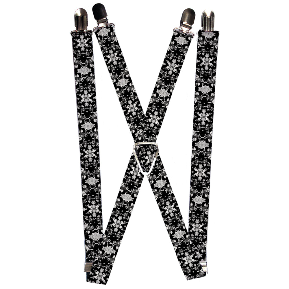 Suspenders - Floral Collage Black/Gray/White