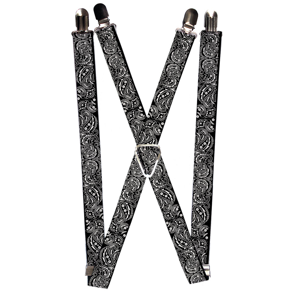 Suspenders - Floral Paisley2 Black/White
