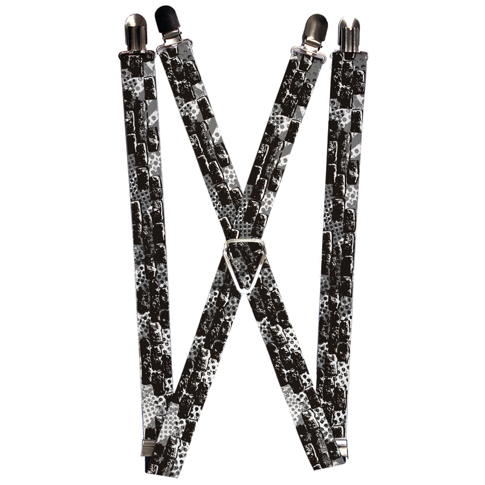 Suspenders - Grunge Bricks Black/White