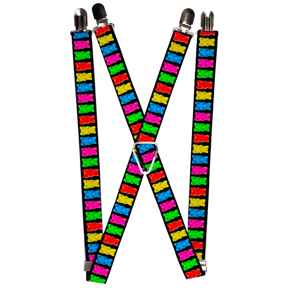 Suspenders - Gummy Bears Black/Multi Color Suspenders Buckle-Down