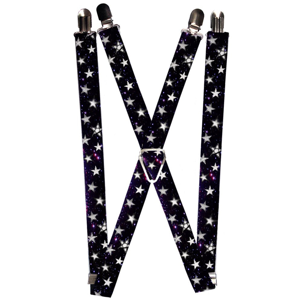 Suspenders - Glowing Stars in Space Black/Purple/White