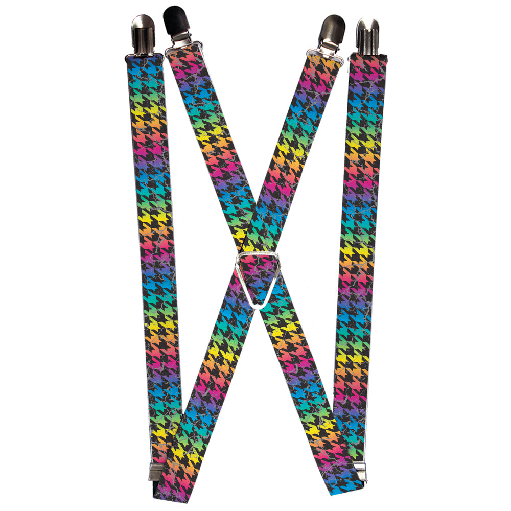 Suspenders - Houndstooth Black/Rainbow